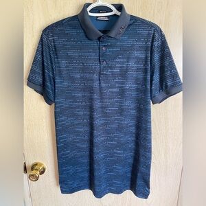 J LINDEBERG KV Print Men's Short Sleeve Golf Polo Shirt Blue Sweden Sz Small